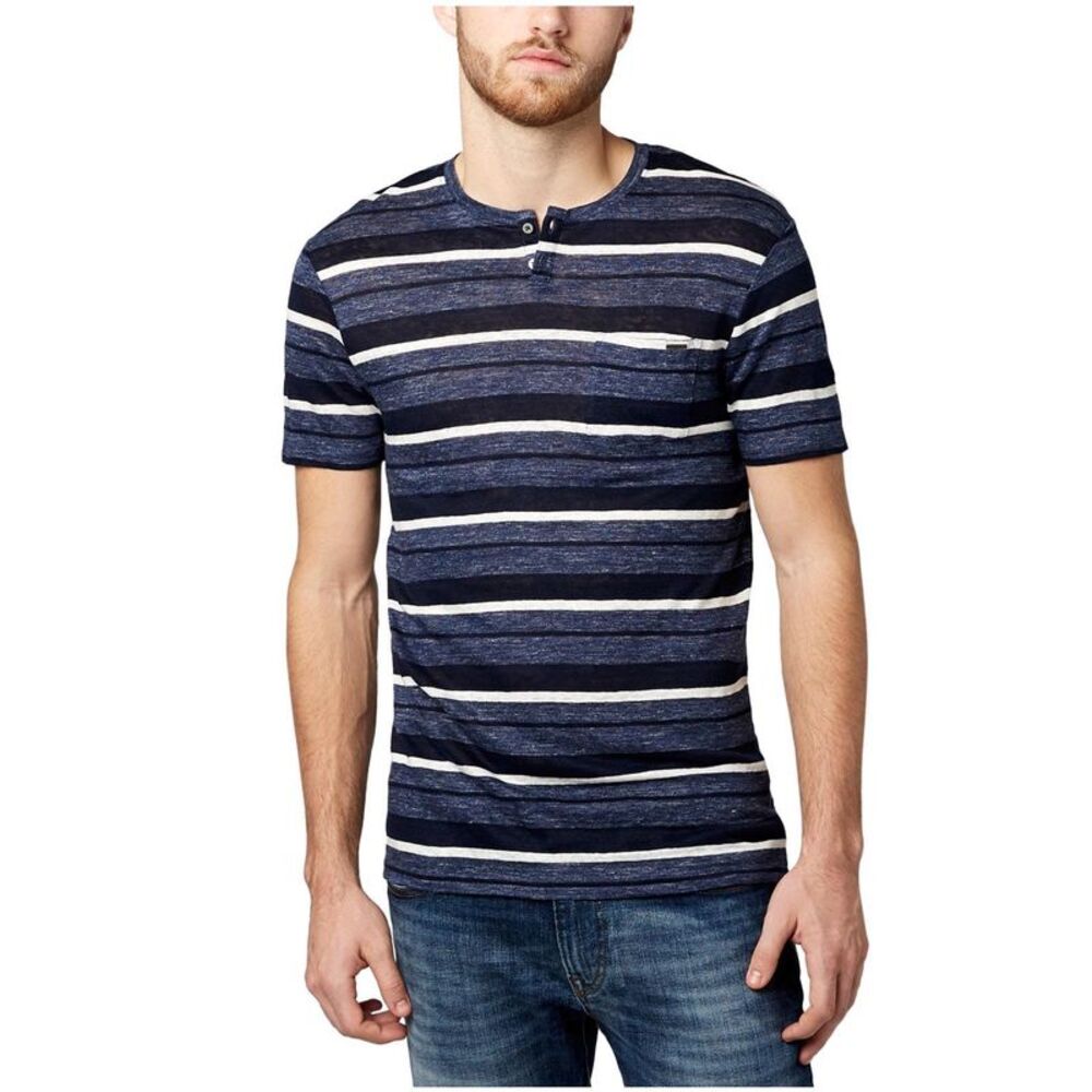 Buffalo David Bitton Mens Linen Kaleef Henley Shirt, NWT